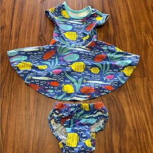 Coco Moon Gone Snorkeling Dress & Bloomer Set size 6-12 months *Vibrant colors*